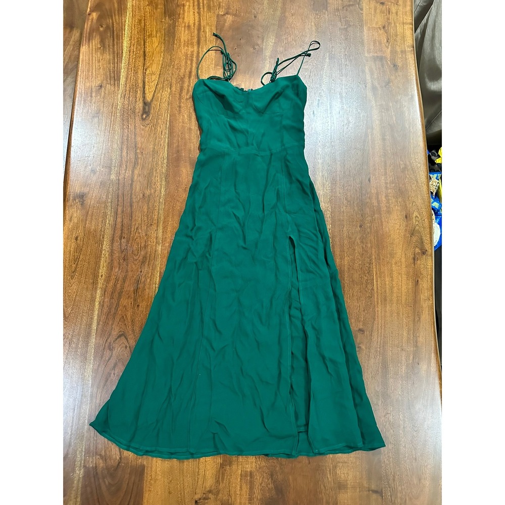 Reformation Juliette Emerald Green Sweetheart Midi Dress Wedding Guest Size 2